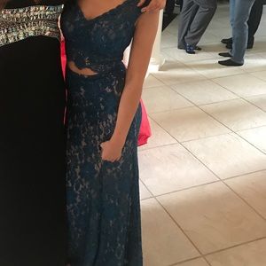 Blue Lace Prom Dress 00-2